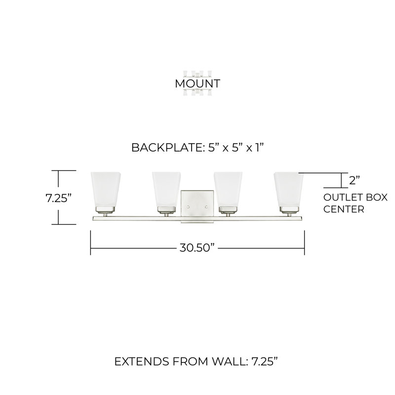Baxley Dimmable Vanity Light, Polished Nickel, 4