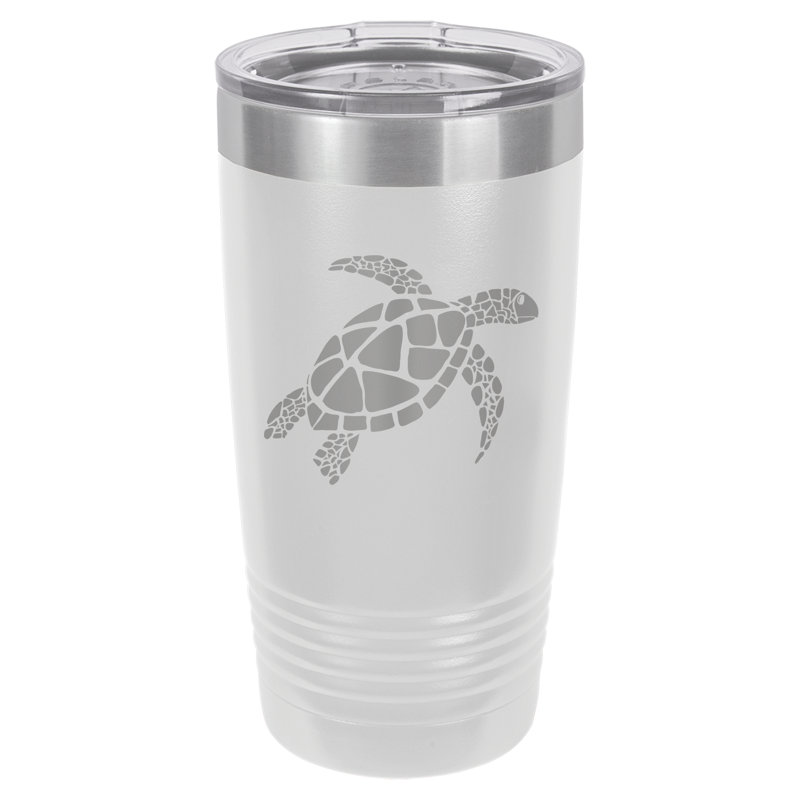Gobelet et couvercle blanc isolé Sea Turtle