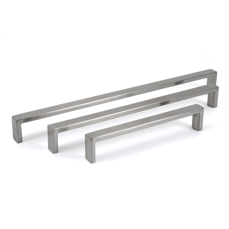 Poignée barre 8" pour centre à centre de zinc massif, Nickel brossé, 8"