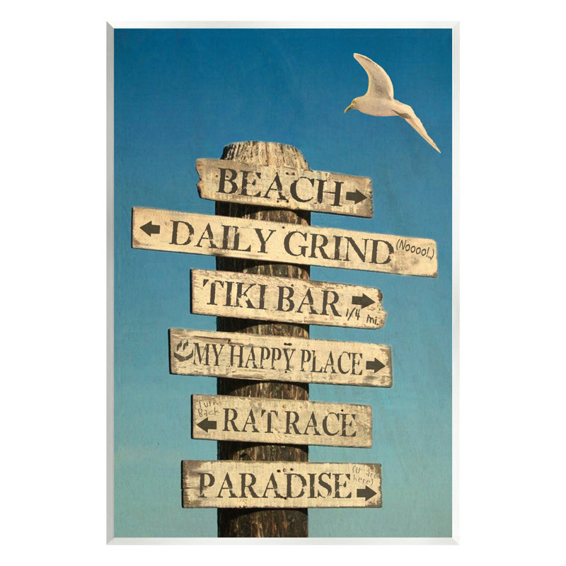 "Stupell Industries", "Beach directions", art mural sur toile par Graffi * Tee Studios, H 19 po x l 13 po x P 0,5 po
