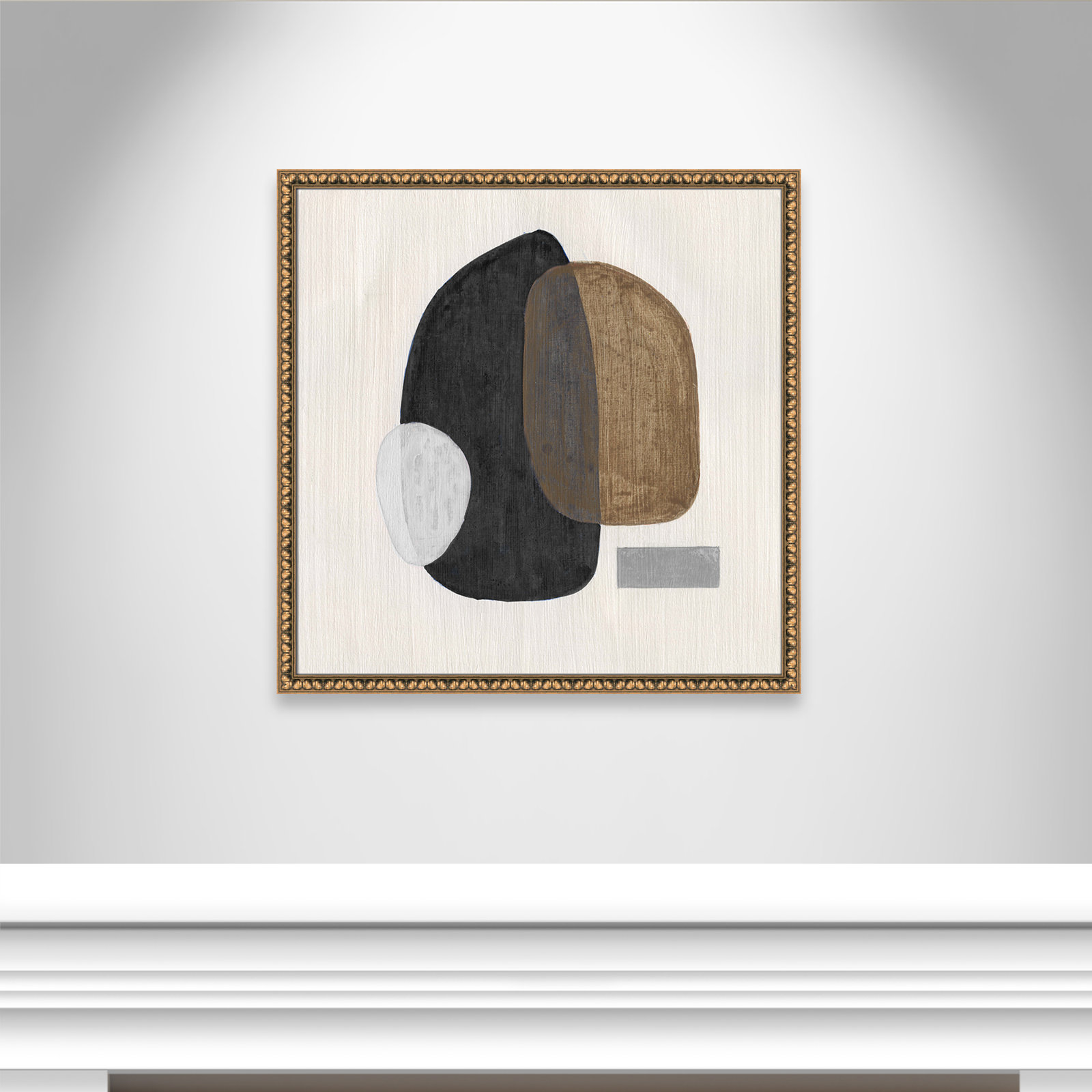 Inola Neutral Stones III Wall Art, 33" H x 33" W, Gold Bead