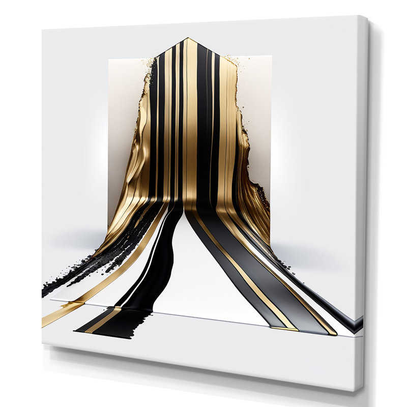 «Black and Gold Cubic Expression V», impression sur toile, H 16 po x l 16 po x P 1 po, Toile tendue