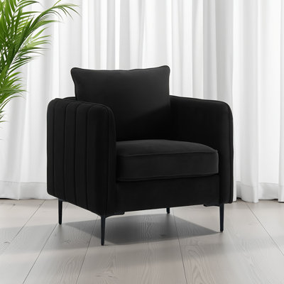 Chaise d'appoint Mid-Century moderne en velours - Canapé simple confortable avec 1 coussin et pieds en métal