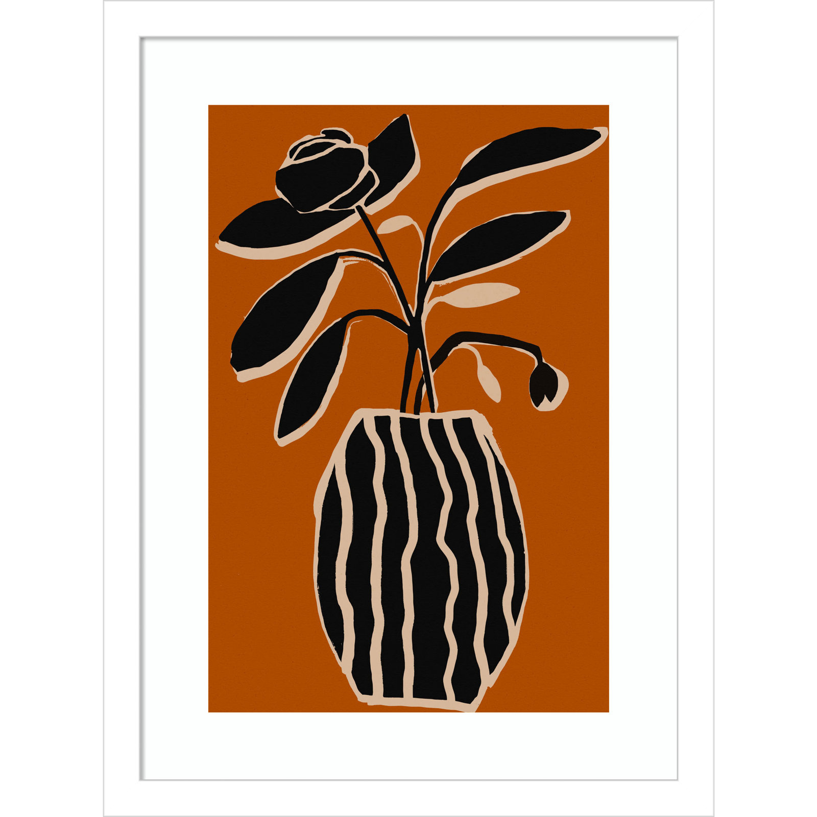 Ochre Still Life No 5 by Treechild, White Framed, 17" H x 13" W x 1" D