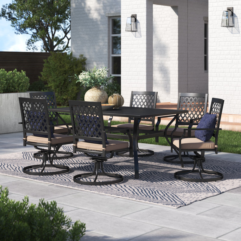 6 - Person Patio Dining Set with Rectangular Table , Cushions Included