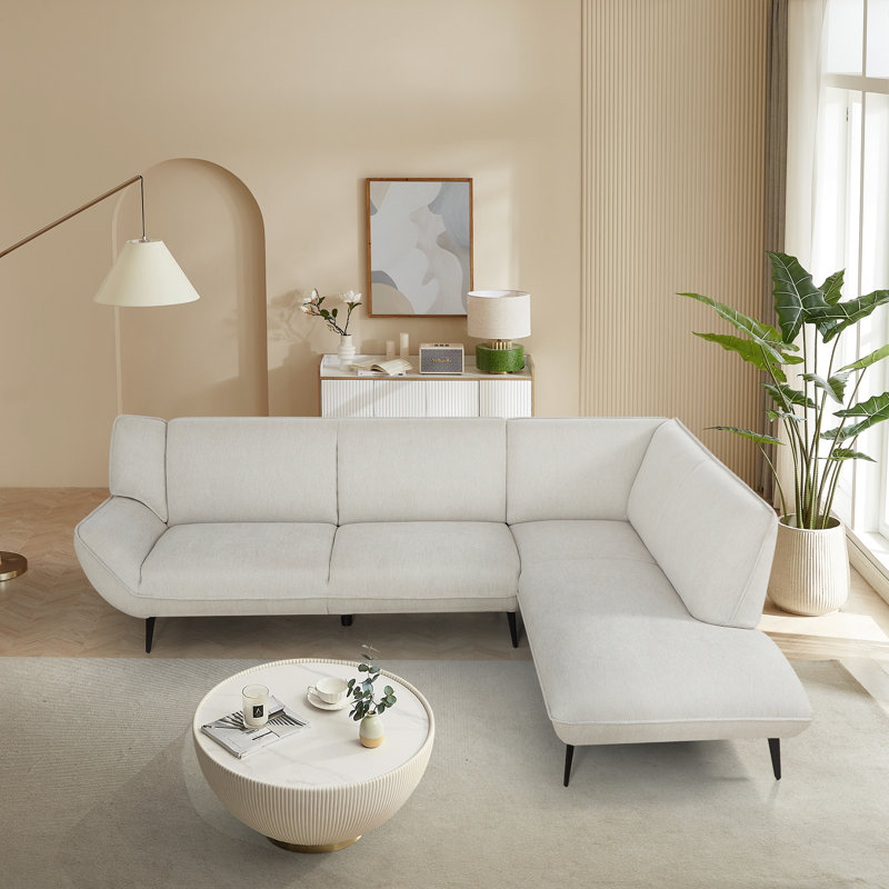 Abel 106" Oversized Family Sectional Sofa, Beige Linen