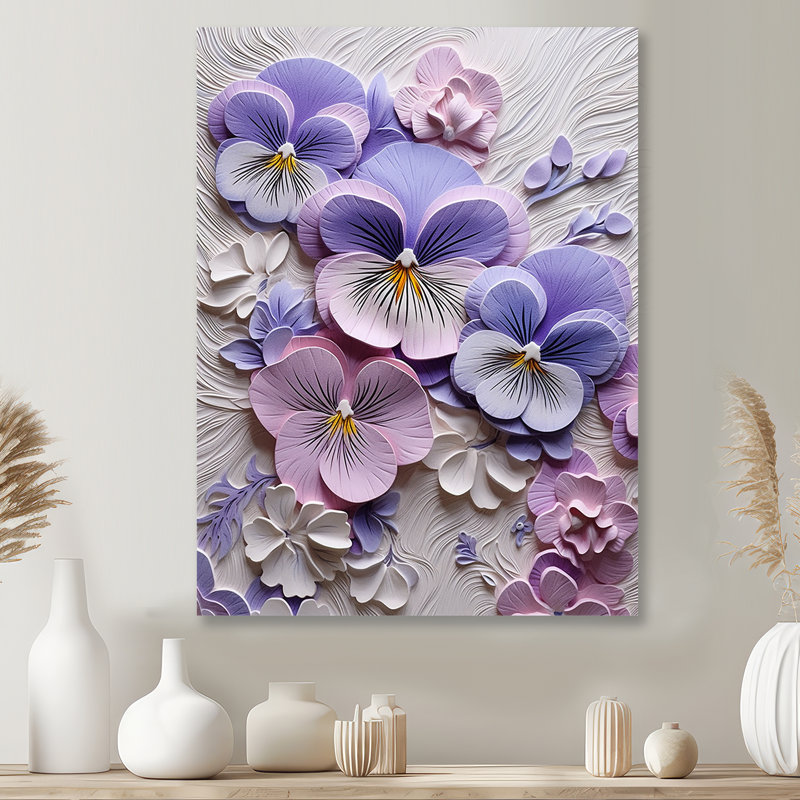 Fleurs - Violet, art mural, salon, H 32 po x l 16 po x P 1 po, Métal métal