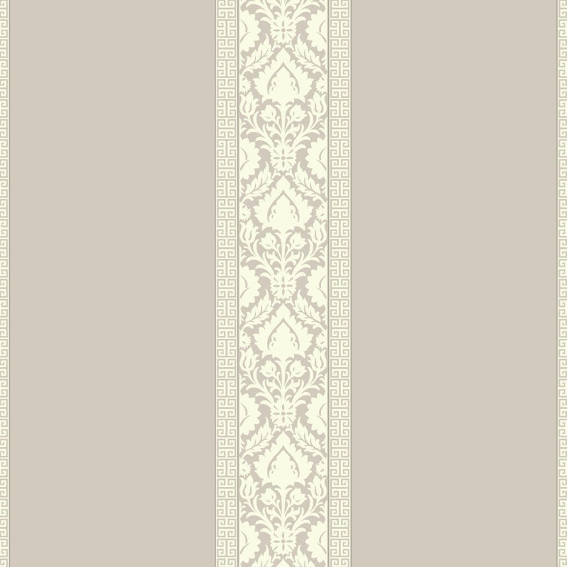 Rouleau de papier peint à rayures Ricard, Gris clair / Blanc