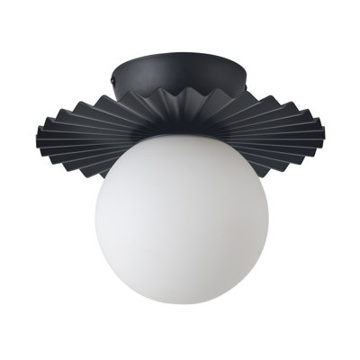 1-Black white wrought iron glass ceiling light