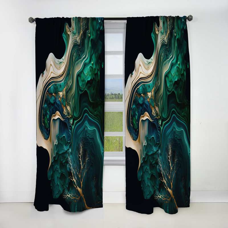 Abstract Curtain Panel, Geode Marble Pattern Blackout Decor - Abstract Geode Marble I, 52" W x 84" L