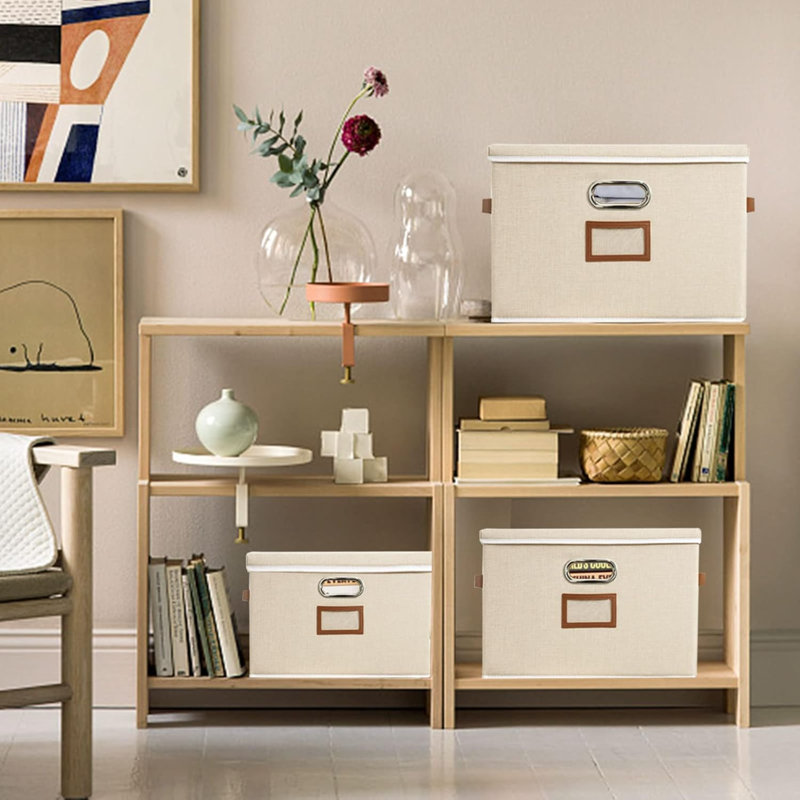 17 Stories Fabric Bin, Beige, 30cm H x 45cm W x 30cm D
