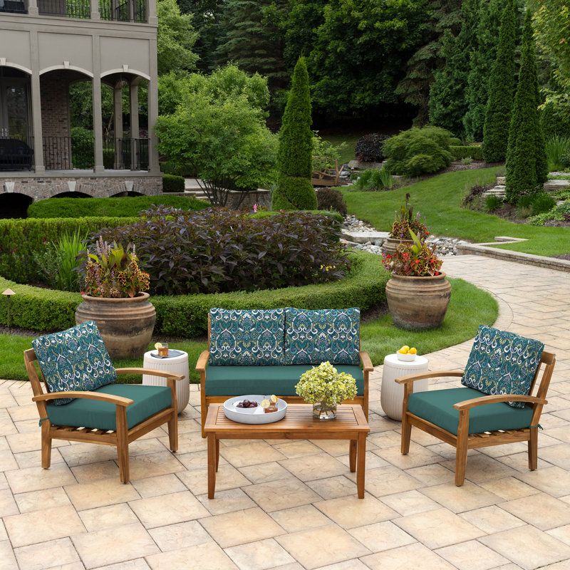 ARDEN 3 - Piece Outdoor Seat/Back Cushion, Blue/Green/White