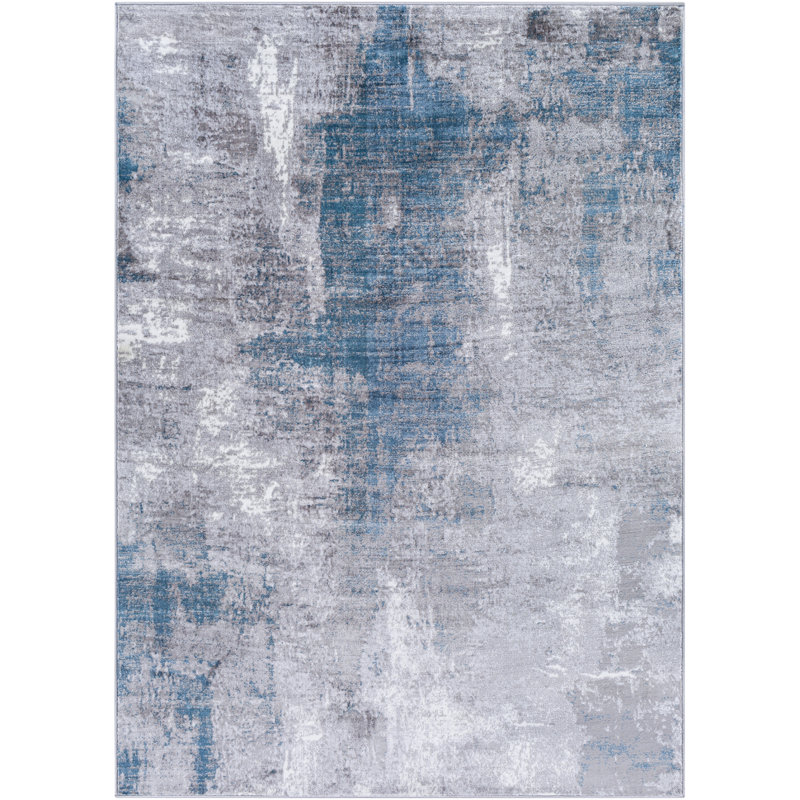 Abstract Area Rug, Grey/Blue, Rectangle 160 x 220 cm