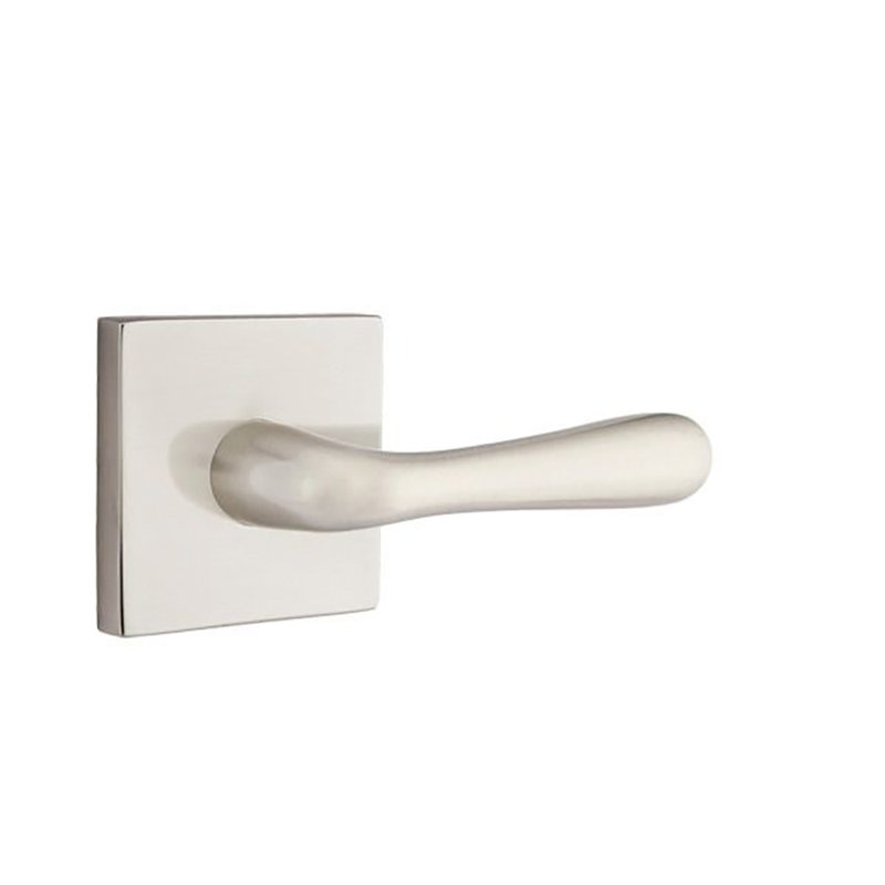 Levier de porte avec rosette pour la vie privée (lit et salle de bain), Droite, Nickel satiné