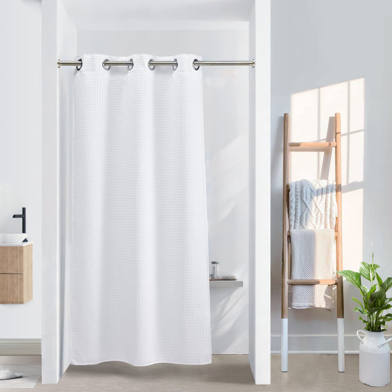 Rideau de douche gaufré Duppstadt, Blanc, H 74 po x l 36 po