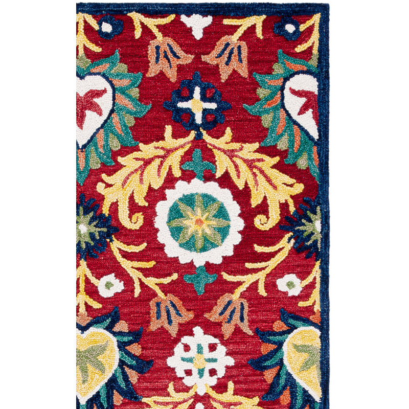 Blossom Hand Tufted Wool/Cotton Oriental Rug in Yellow/Red/Blue, Rectangle 8' x 10'