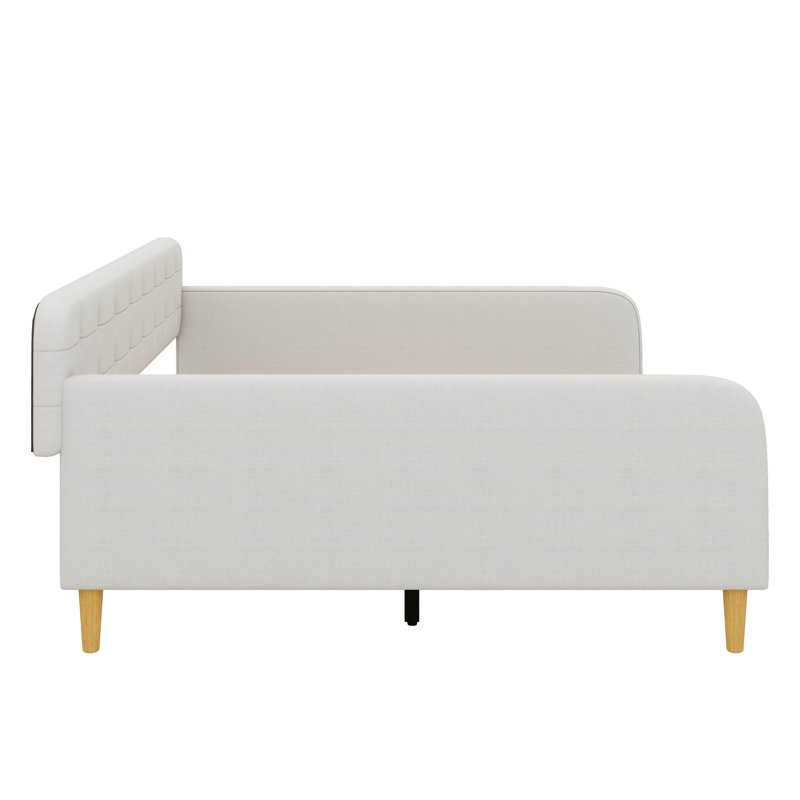Lit de jour revêtu de tissu d'ameublement, Beige, Grand lit