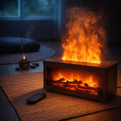 7-Colour Simulation Flame Humidifier & Aroma Diffuser