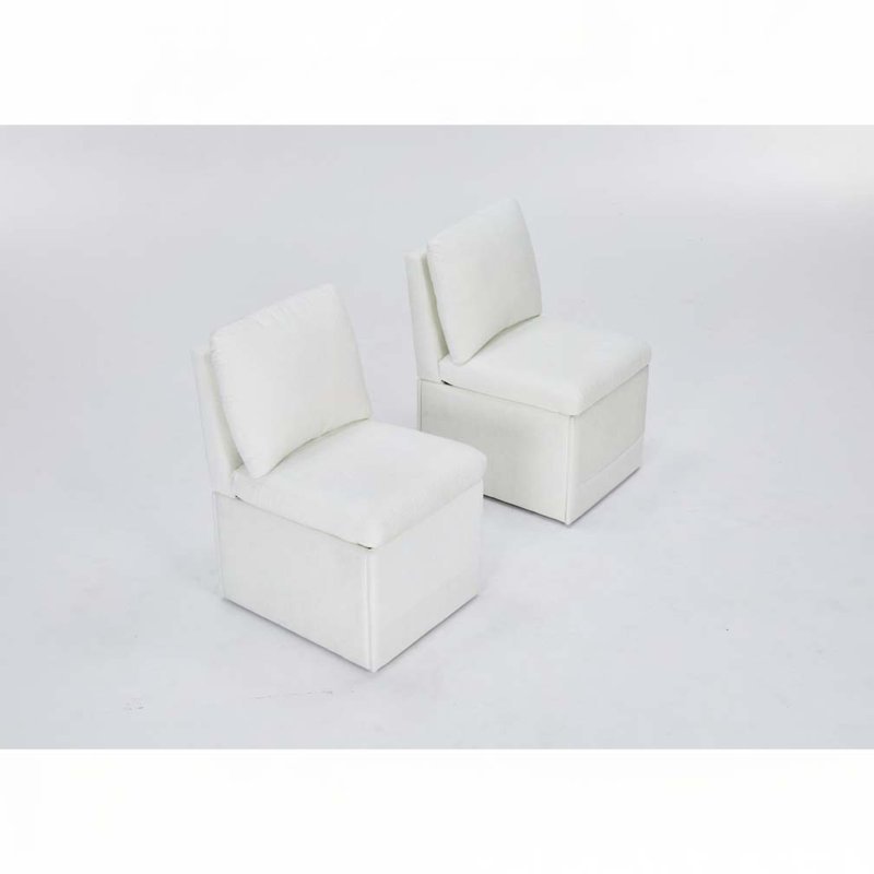 Chaise rembourrée en lin 25,6 po, Ivoire ivoire