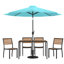Table carrée en acier avec 4 chaises empilables en teck Agit-1908681004-1908681006