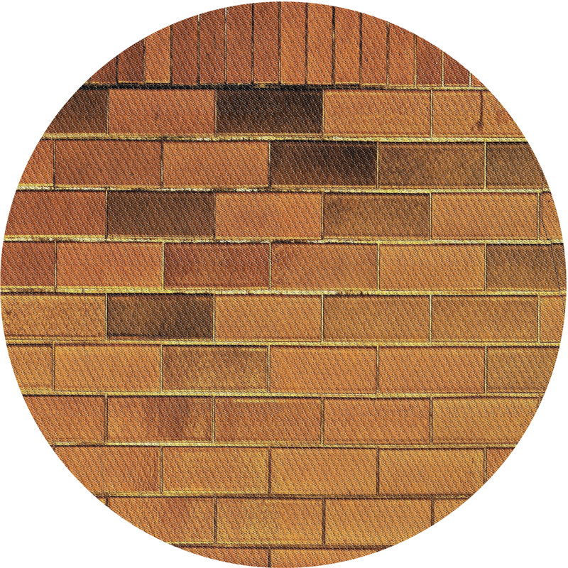 Tapis brun à motif géométrique Schaller, Rond 7 pi