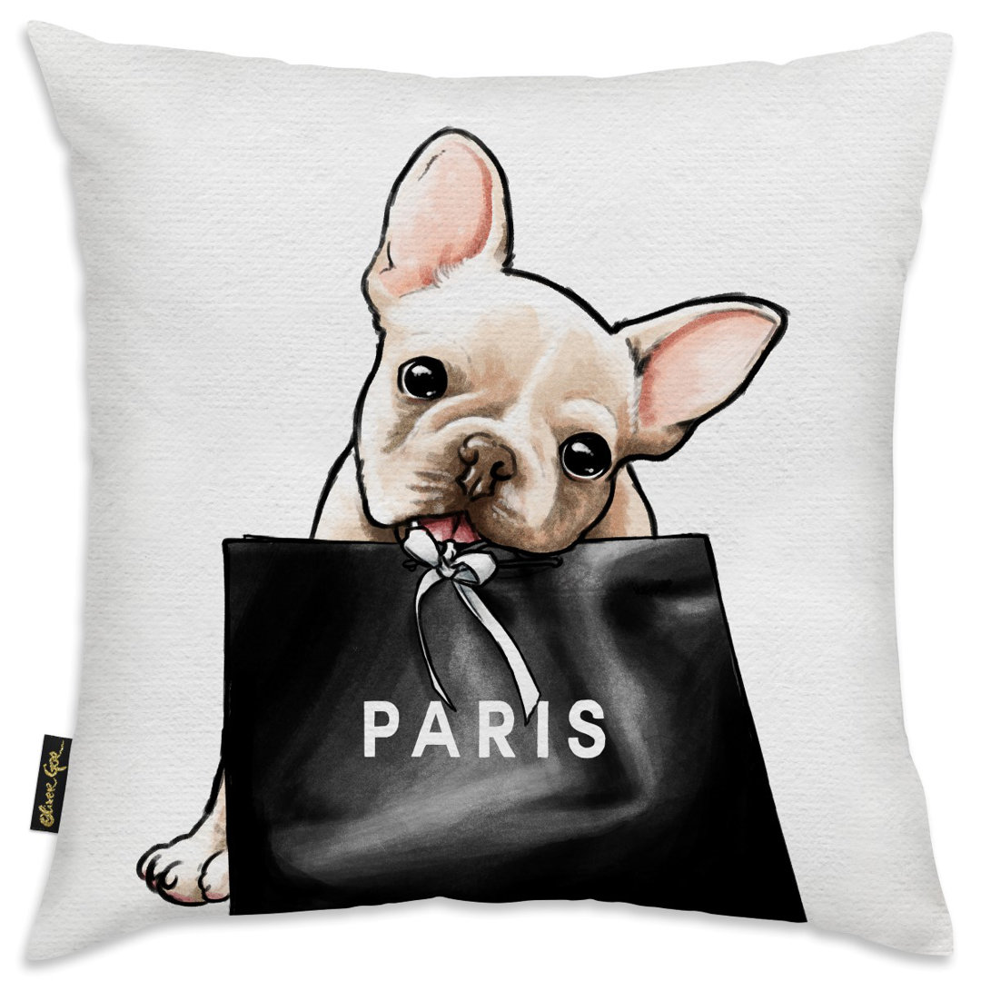  Frenchie Glam Paris Throw Pillow Art Remedy