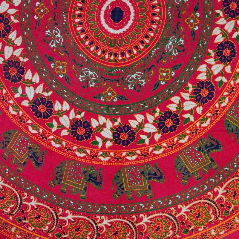 Murad Cotton Elephant Tablecloth, Red