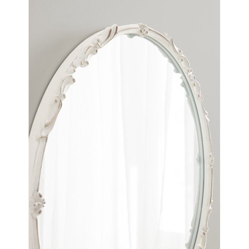 Tantallon Traditional Metal Round Wall Mirror, White