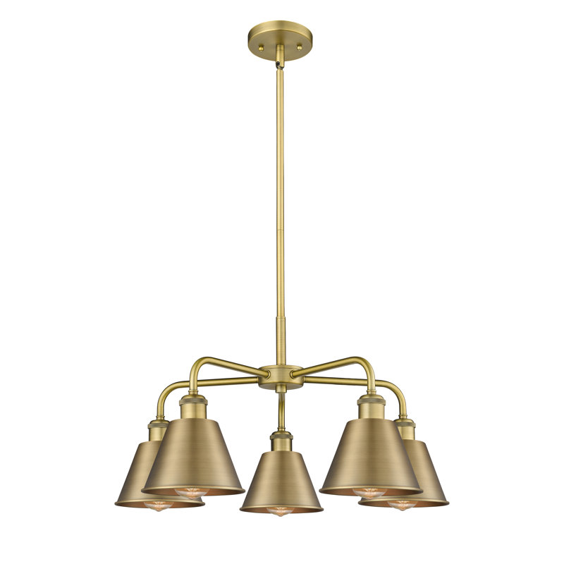 Lustre à 5 lumières en acier à intensité variable Allare, Laiton brossé