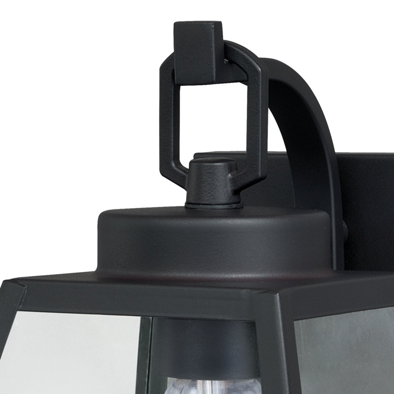 Vasila 10.5 in. H 1-Light Oil Burnished Bronze Transitional Outdoor Wall Sconce made of Durable Steel, Clear Glass Shade, LED Compatible, Use for Exterior Porch Patio Front Door or Garage