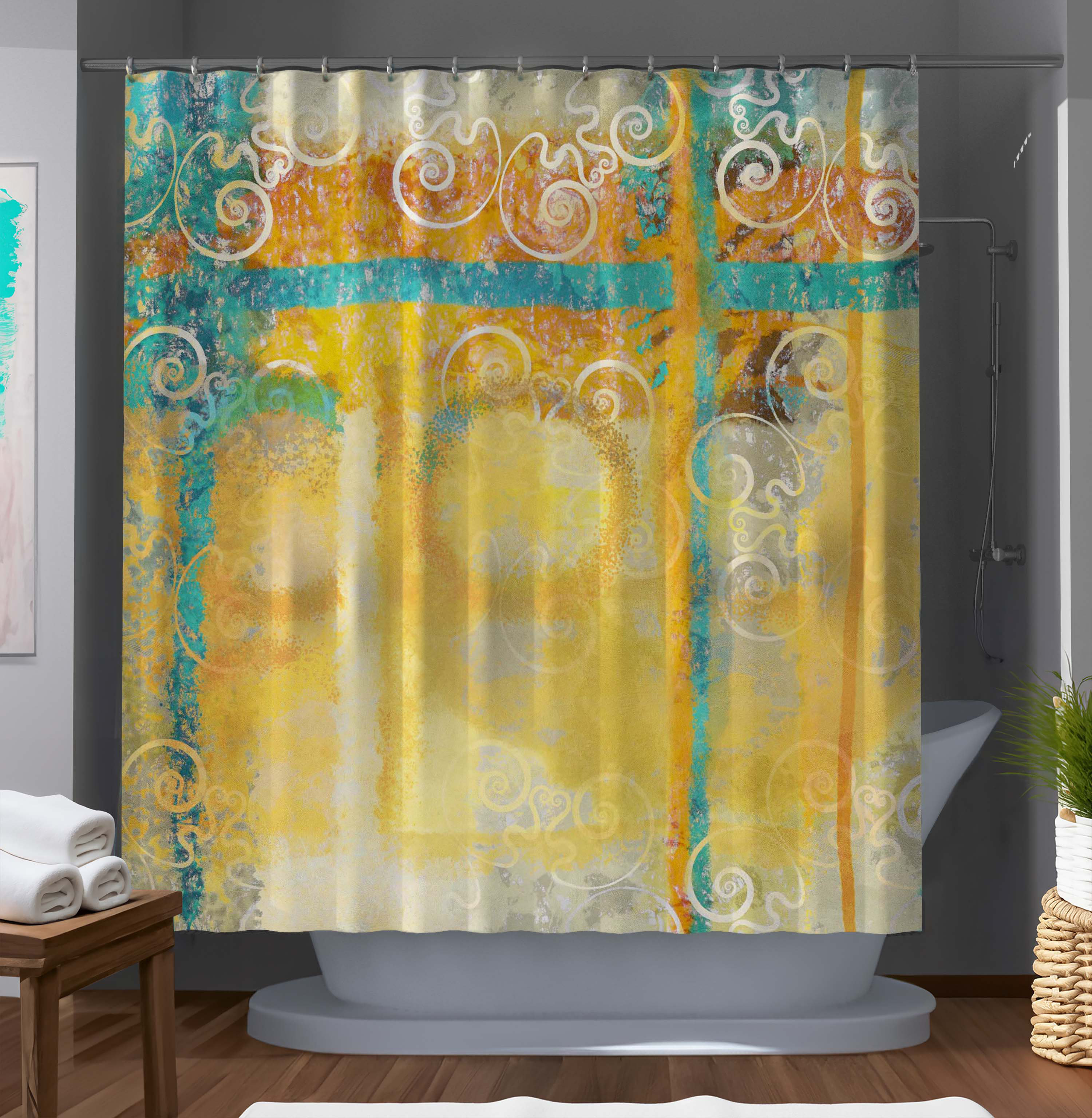 East Urban Home Ethelind Abstract Shower Curtain Wayfair