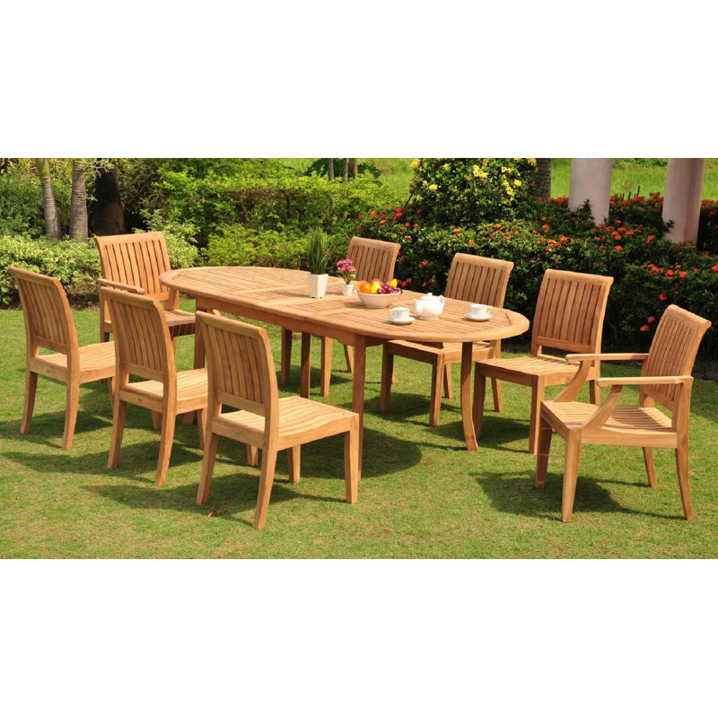 Ensemble repas 9 pièces teck luxueux Linco