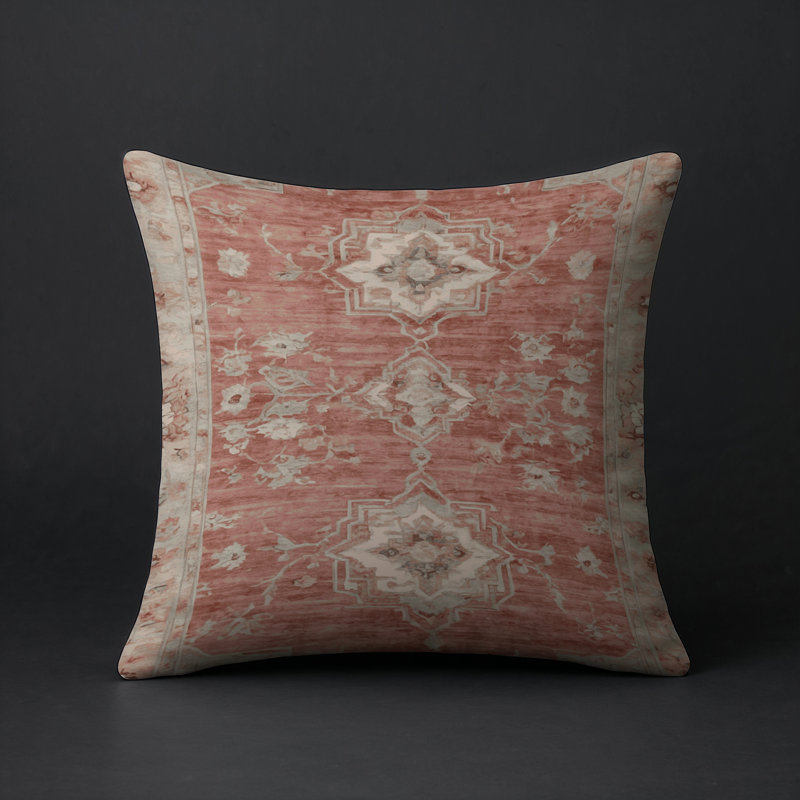 Coussin décoratif intérieur et extérieur Modern, Brun / rose taupe oriental, Carré 18 po