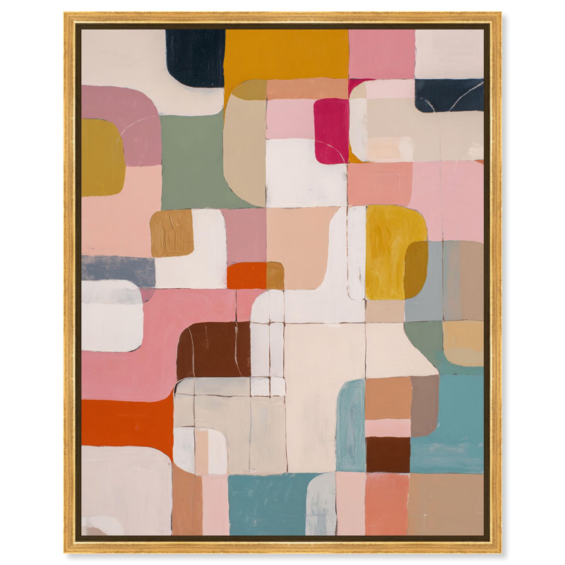 "Pixel Patchwork II", impression murale sur toile par Art Remedy, cadre doré, 20 x 24, H 25 po x l 21 po, Encadrement doré