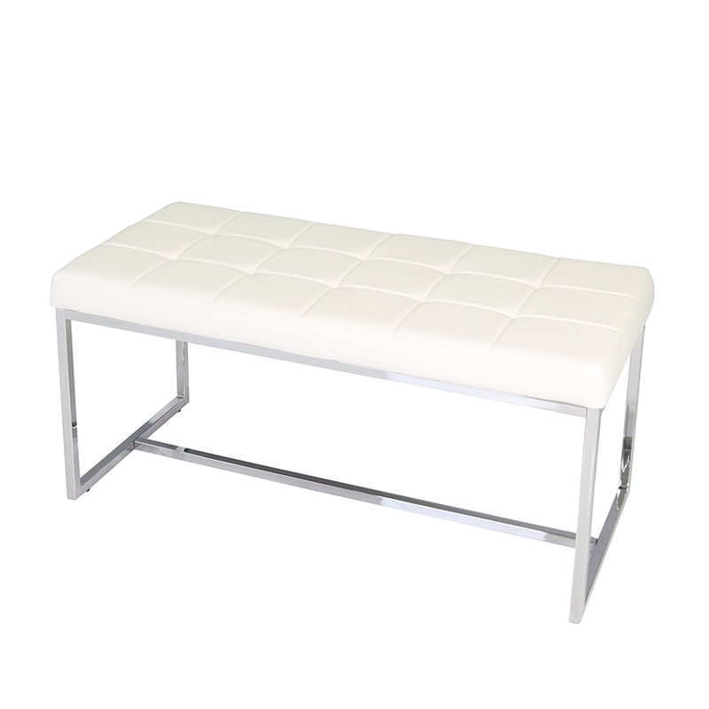Loree Faux Leather Upholstered Bench, White