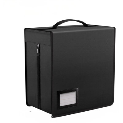 Fireproof CD Case, CD/DVD Storage Box,400 Capacity CD Binder DVD Storage Holder with Zippers, Portable Large Card Media Wallet Organizer Safe for Home Office Travel Car,Black,12.2"x11.8"x7.1"