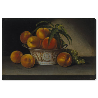 Nature morte avec pêche, art mural rétro sur toile par Art Remedy