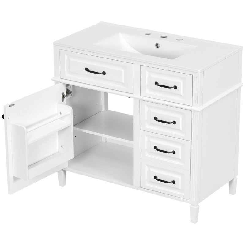 Meuble-lavabo 36 po avec comptoir en céramique, Blanc