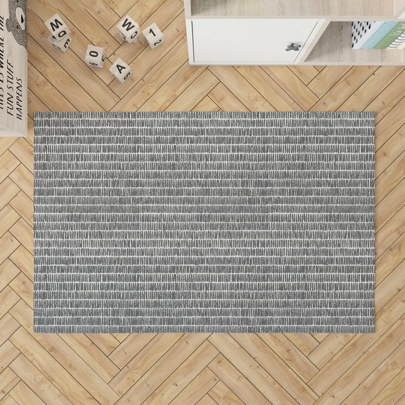 Ricky Row Activity Mat, Rectangle 3' x 5', Ivory/Charcoal