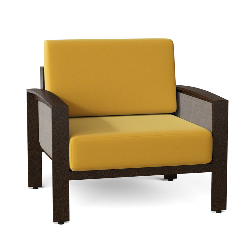 Chaise de patio avec coussins Metropolis, Poète bouleau Sunbrella®, Gravier Augustine, Brun châtaigne