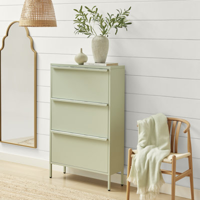 Erka Sleek Modern Metal Hallway Shoe Storage Cabinet With 3 Compartments - Bold Minimalist Style