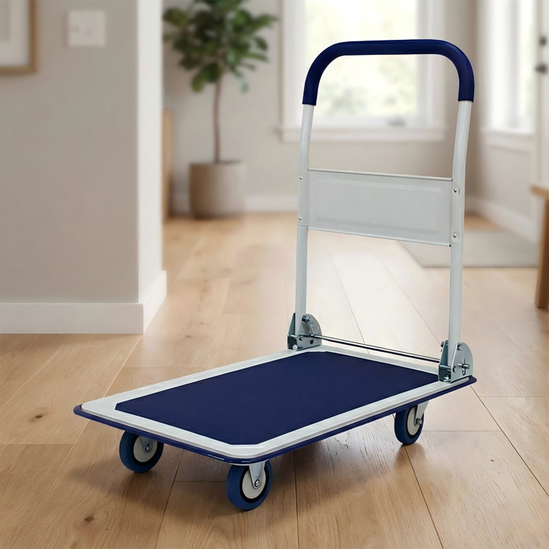 Chariot de plateforme pliable d'une capacité de 330 lb et de 660 lb, Bleu, H 33 po x l 18,7 po x P 28,5 po