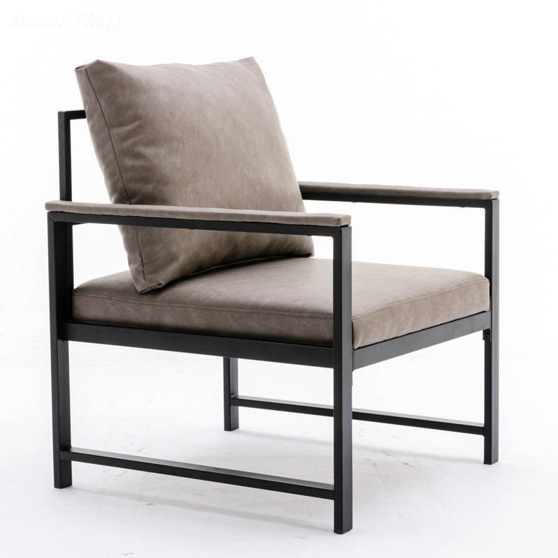 Faux Leather Armchair, Gray PU