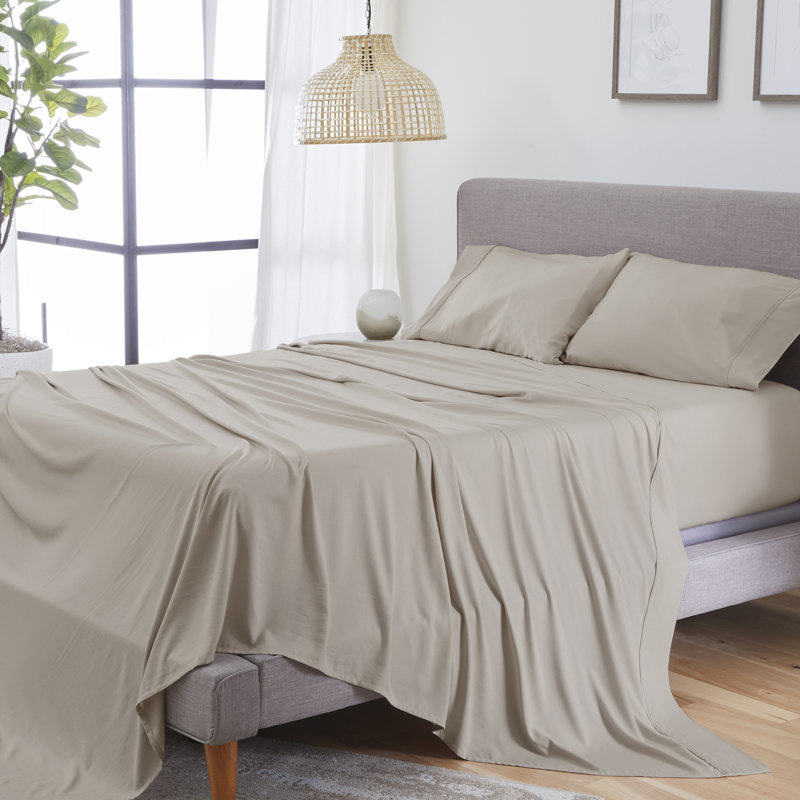 Medium Beige Bamboo Queen Sheet Set with Pillowcases