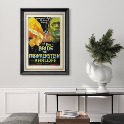 Bride of Frankenstein Classic Horror Movie Poster Artwork, Vintage Monster Pictures, Framed Canvas Giclee Print Wall Art