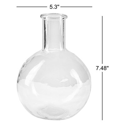 Ensemble de 2 vases en verre Red Barrel Studio®, vases à fleurs ronds rétro pour console, tablette, salon, salle de bain, bureau, mariage, fêtes, vacances, mesure 5,3 po de diamètre et 7,48 po de hauteur