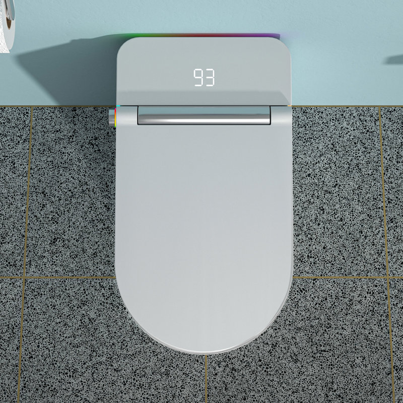Toilette de bidet moderne et intelligente avec fonction - siège chauffant allongé, lavage à l'eau chaude, sécheuse, affichage à DEL, fonction avancée de nuit, chasse d'eau automatique