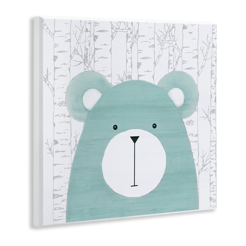 Plaque murale ours fantaisiste sur bouleau, design par Kim Allen
