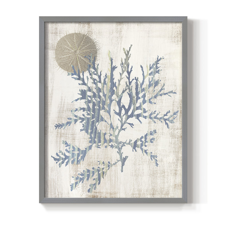 Reproduction encadrée de varech IV - bois massif, H 11 po x l 9 po, Gris
