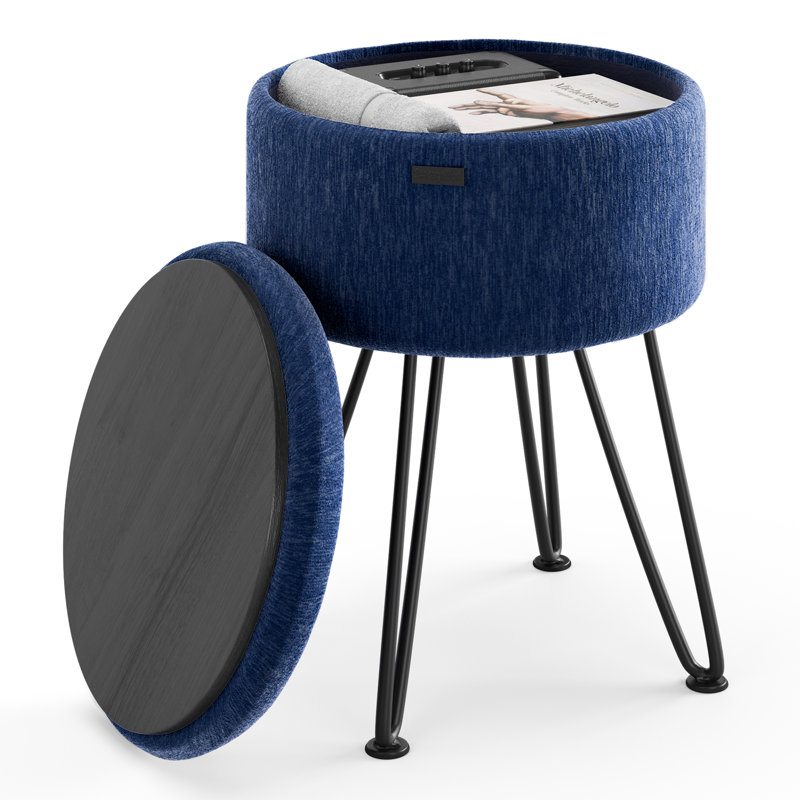Table d'appoint moderne avec rangement, Noir, Velours bleu